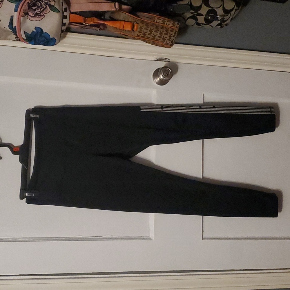 Bebe Sport Women's Black w/ Silver Logo Yoga Pants Size S